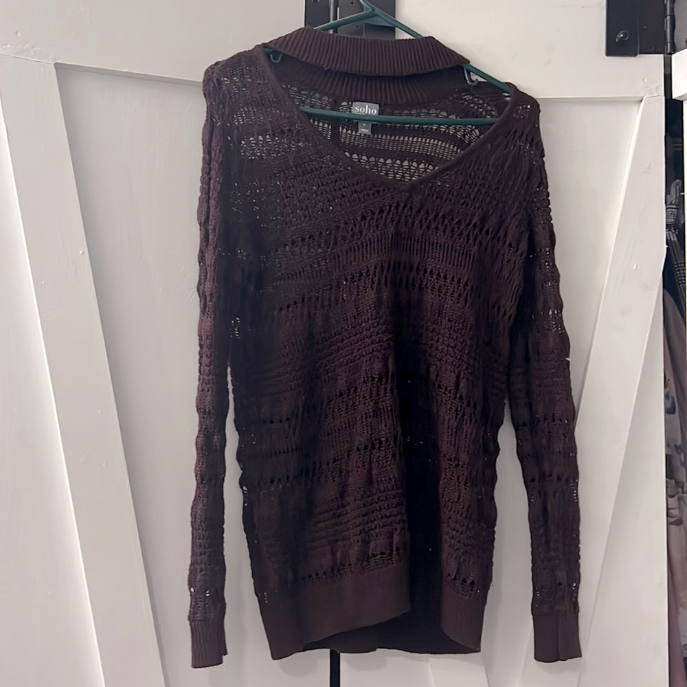 Cut out/open neck purple sweater